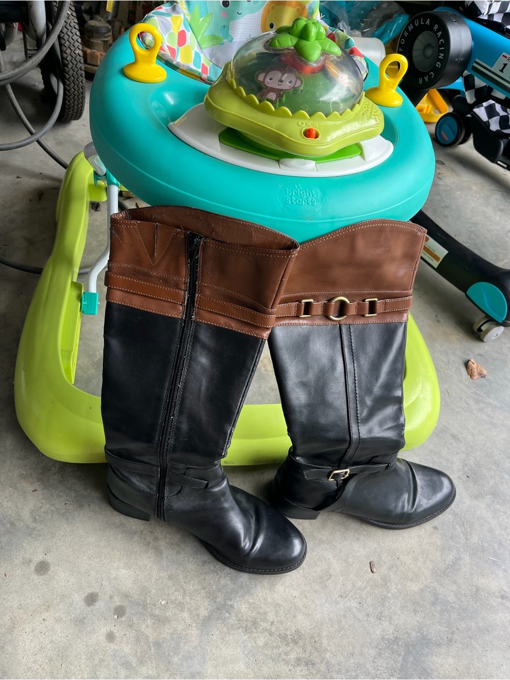 Chico's Black and Brown Knee-High Riding Boots
